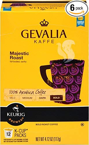Gevalia Majestic Roast K Cup Pods, 72 Count (6 Boxes of 12)