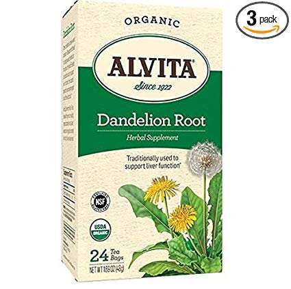 Alvita Dandelion Root Tea Bag, Organic, 24 Count (3 Pack)