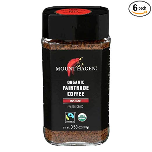 Mount Hagen Organic Freeze Dried Instant Coffee, 3.53-Ounce Jars (Pack of 6)