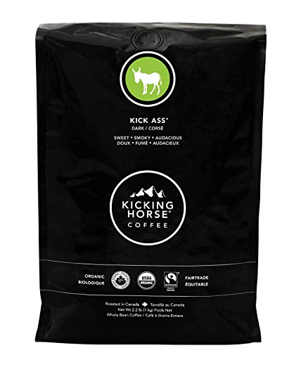 Kicking Horse Coffee, Kick Ass, Dark Roast, Whole Bean, 2.2 lb - Certified Organic, Fairtrade, Kosher Coffee