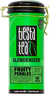 Strawberry Pineapple Green Tea | FRUITY PEBBLES 4 Ounce Tin by TIESTA TEA | Medium Caffeine | Loose Leaf Green Tea Slenderizer Blend