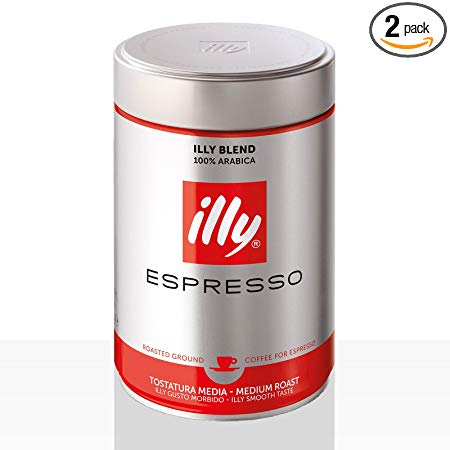 Illy Ground Ground Espresso Medium Roast, 8.8oz (Pack of 2)