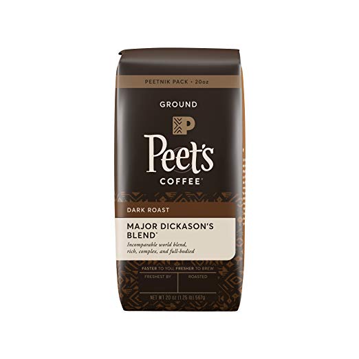 Peet's Coffee, Peetnik Pack, Major Dickason's Blend, Dark Roast, Ground Coffee, 20 oz. Bag, Rich, Smooth, and Complex Dark Roast Coffee Blend With A Full Bodied and Layered Flavor