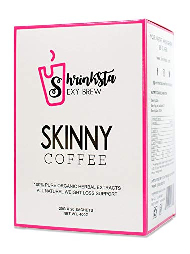 Shrinksta Organic Slimming Weightloss Coffee - All Natural, Vegan Latte, Sugar Free | Perfect On-The-Go Support For The Busy, Health-Conscious | 20 Packets a Box, 3 Flavors Available