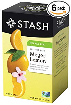 Stash Tea Meyer Lemon Herbal Tea 20 Count Tea Bags in Foil (Pack of 6) (Packaging May Vary) Individual Herbal Tea Bags for Use in Teapots Mugs or Cups, Brew Hot Tea or Iced Tea