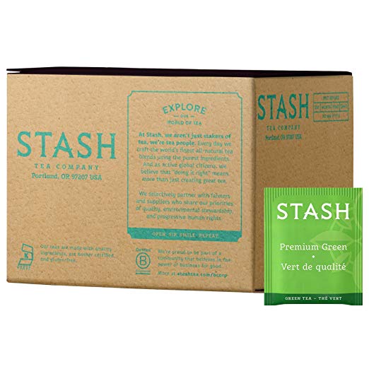 Stash Tea Premium Green Tea, 100 Count Box of Tea Bags, 20 Tea Bags Per Box, Medium Caffiene Tea, Japanese Style Green Tea, Hot or Iced