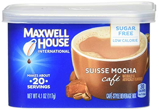 Maxwell House International Suisse Mocha Cafe Sugar Free Beverage Mix, 4 Count, 16.4 Ounce