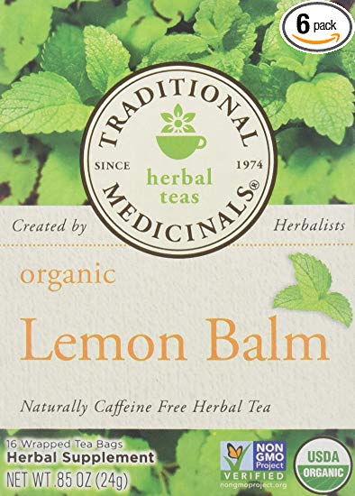 Traditional Medicinals Organic Lemon Balm Herbal Tea - 16 bags per pack - 6 packs