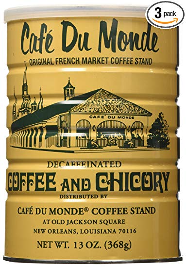 Cafe Du Monde Coffee Decaf And Chicory, 13-Ounce can (Pack of 3)