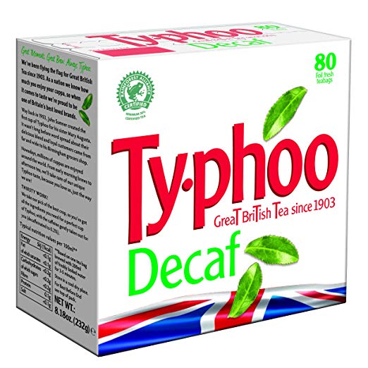 Typhoo 80 Decaf Tea Teabags (Pack of 6, Total 480 Teabags)