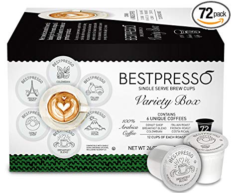 Bestpresso Coffee, Variety Pack Single Serve K-Cup, 72 Count (Compatible with 2.0 Keurig Brewers) 