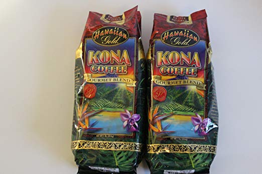 Hawaiian Gold Kona Coffee Whole Bean 1 Lb. (Pack of 2)