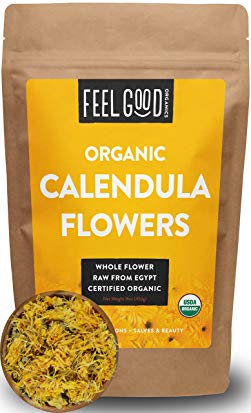 Organic Calendula Flowers - Whole - 16oz Resealable Bag (1lb) - 100% Raw From Egypt - by Feel Good Organics