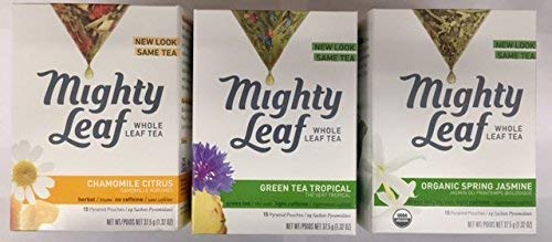 Mighty Leaf Tea Variety Pack (Pack of 3) 1-Mighty Leaf Tea Chamomile Citrus, 1-Mighty Leaf Tea Green Tea Tropical, 1-Mighty Leaf Tea Organic Spring Jasmine
