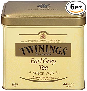 Twinings of London Earl Grey Loose Tea Tins, 7.05 Ounces (Pack of 6)