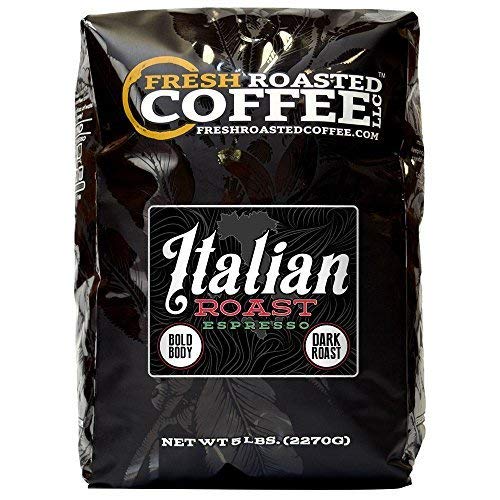 Italian Roast Espresso Artisan Blend Coffee, Whole Bean Bag, Fresh Roasted Coffee LLC. (5 LB.)