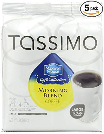 Maxwell House Morning Blend Coffee, Mild Roast, T-Discs for Tassimo Brewing Machines, 14 Count (Pack of 5)