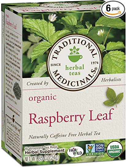 Traditional Medicinals Organic Raspberry Leaf Herbal Tea, 16 Tea Bags (Pack of 6)