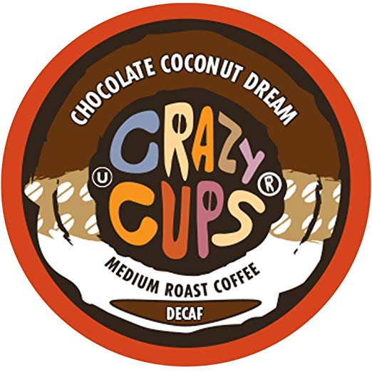Crazy Cups Flavored Decaf Coffee, for the Keurig K Cups Coffee 2.0 Brewers, Decaf Chocolate Coconut Dream, 22 Count