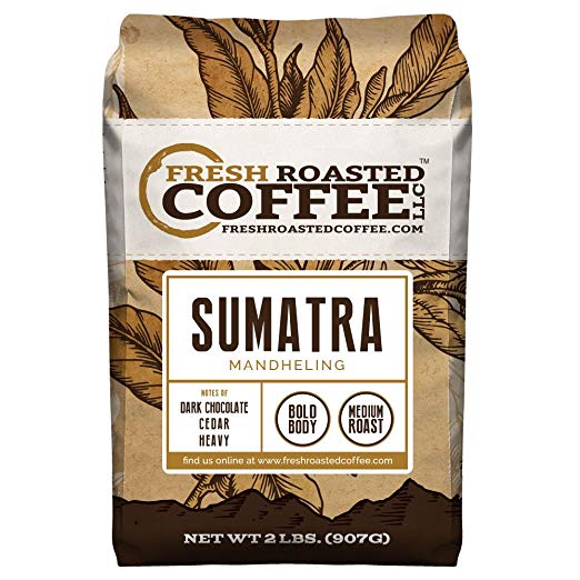 Sumatra Mandheling Coffee, Whole Bean Bag, Fresh Roasted Coffee LLC. (2 LB.)
