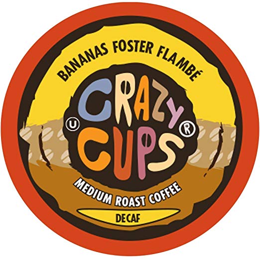 Crazy Cups Flavored Decaf Coffee, for the Keurig K Cups Coffee 2.0 Brewers, Decaf Bananas Foster Flambe, 22 Count