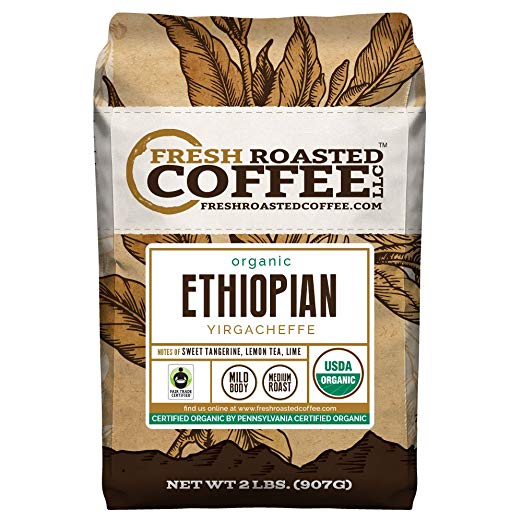 FTO Ethiopian Yirgacheffe Coffee, Whole Bean, Fresh Roasted Coffee LLC (2 lb.)