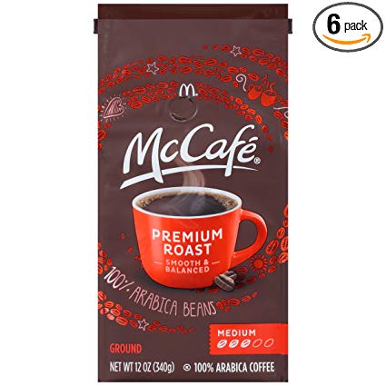 McCafe Premium Roast Coffee, Medium, Ground, 12 oz Bag, (6 Pack)