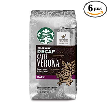 Starbucks Decaf Caffè Verona Dark Roast Ground Coffee, 12-Ounce Bag (Pack of 6)