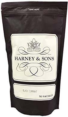Harney & Sons Black Currant Tea - Wonderful Fruity Flavor, Caffeinated with a Medium Body - Bag of 50 Sachets