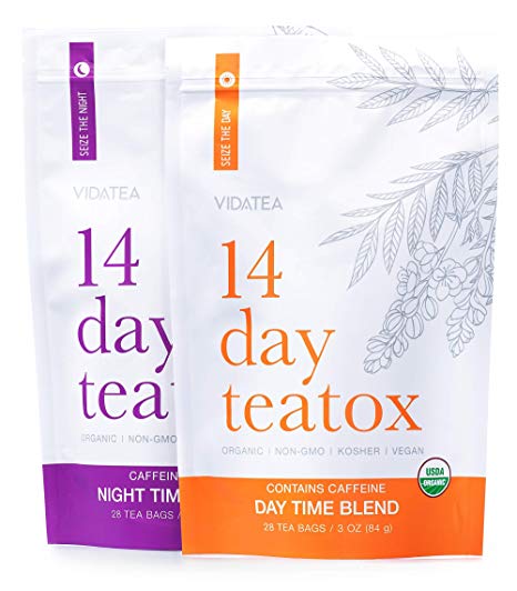 14 Day and Night Detox Tea - Teatox (28 Tea Bags) - Organic All Natural Antioxidant Weight Loss Tea, Herbal Body Detox Cleanse, with Refreshing Taste - Vida Tea