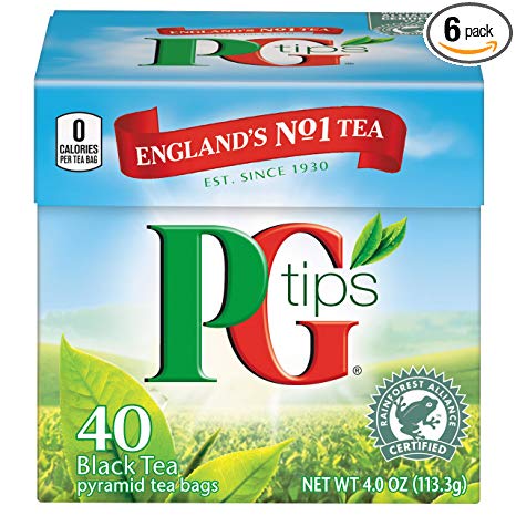 PG tips Premium Black Tea Black Tea Pyramid Bags 40 ct, pack of 6 (Package may vary)