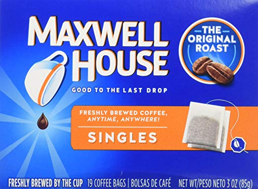 Maxwell House Original Roast Ground Coffee, 19 Single Serve Coffee Bags, 4 Pack