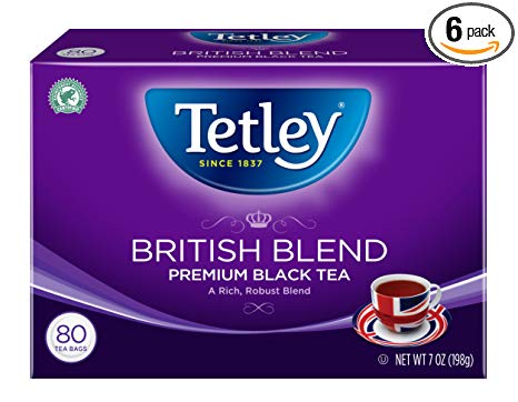 Tetley Premium Black Tea, British Blend, 80 Tea Bags (Pack of 6)