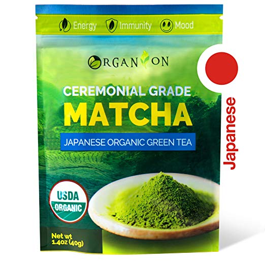 Organion Ceremonial Grade Japanese Matcha Green Tea Powder - Premium Quality, 100% Organic, USDA & JONA Certified, Antioxidants, Non-GMO, Vegan, Gluten and Sugar free [40g Starter Size]