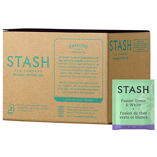 Stash Tea Fusion Green & White Tea 100 Count Tea Bags in Foil (Packaging May Vary) Individual Tea Bags for Use in Teapots Mugs or Cups, White Tea and Green Tea, Brew Hot or Iced