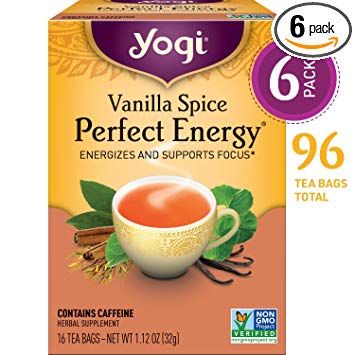 Yogi Tea, Vanilla Spice Perfect Energy, 16 Count (Pack of 6), Packaging May Vary