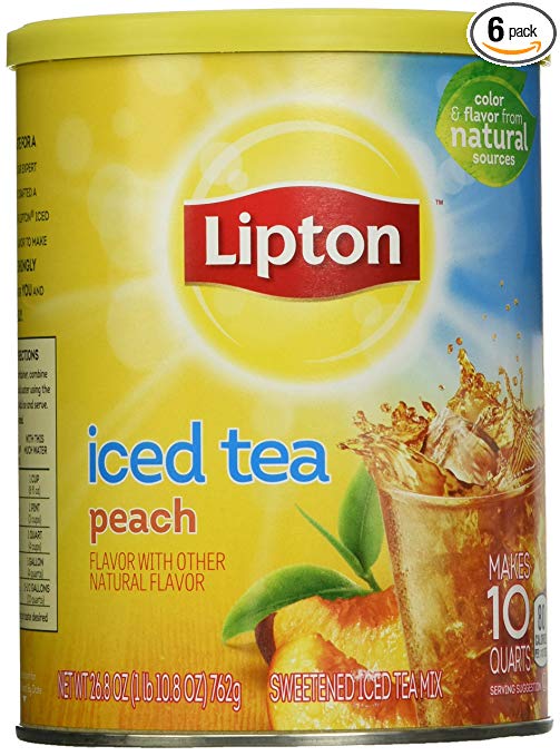 Lipton Iced Tea Mix, Peach 10 qt (Pack of 6)