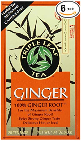 Triple Leaf Tea, Ginger, 20 Tea Bags (Pack of 6)