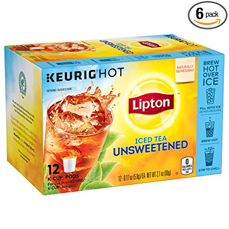 Lipton Iced Black Tea, Unsweetened K Cups Pods, 12 ct