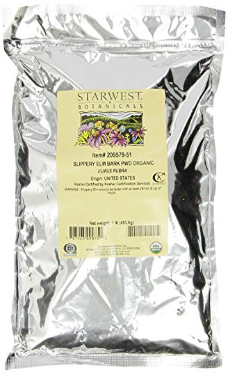 Starwest Botanicals Organic Slippery Elm Bark Powder, 1 lb Bag
