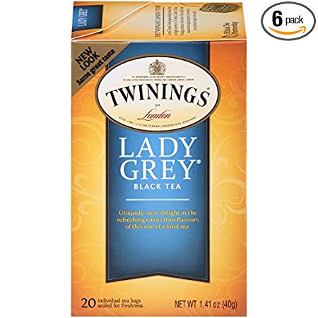 Twinings of London Lady Grey Black Tea Bags, 20 Count (Pack of 6)