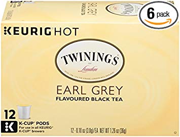 Twinings of London Earl Grey Tea K-Cups for Keurig, 12 Count (Pack of 6)