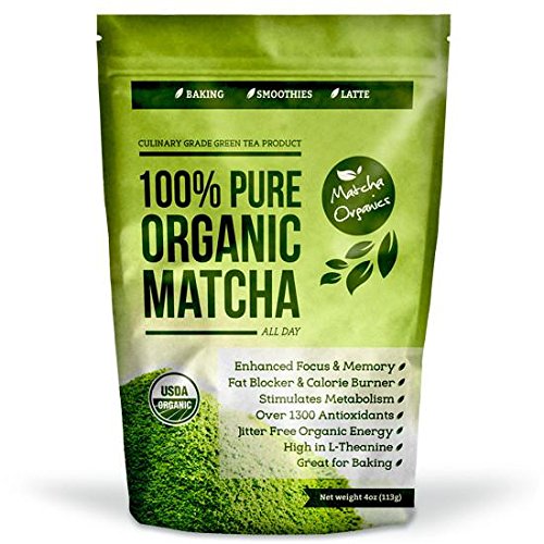 Matcha Green Tea Powder All Natural Weight Loss Metabolism Booster and Diet Smoothie Shake Mix and Fat Burning Supplement 113 Grams USDA Organic Culinary