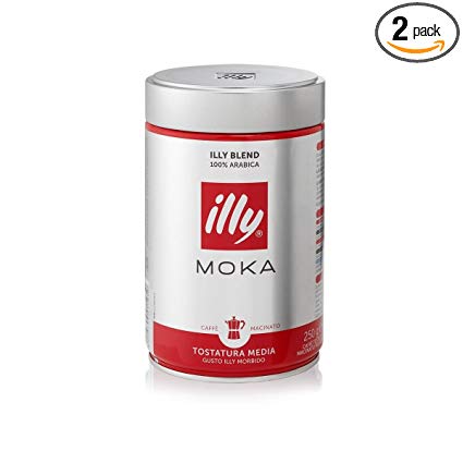 illy Caffe Normale MOKA Ground Coffee (Red Band), 8.8-Ounce Tins (Pack of 2)