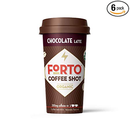 FORTO Coffee Shots - 200mg Caffeine, Choclate Latte, Ready-to-Drink on the go, High Energy Cold Brew Coffee - Fast Coffee Energy Boost, 6 Pack
