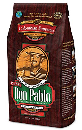 2LB Cafe Don Pablo Gourmet Coffee Colombian Supremo - Medium-Dark Roast Coffee - Whole Bean Coffee - 2 Pound (2 lb) Bag
