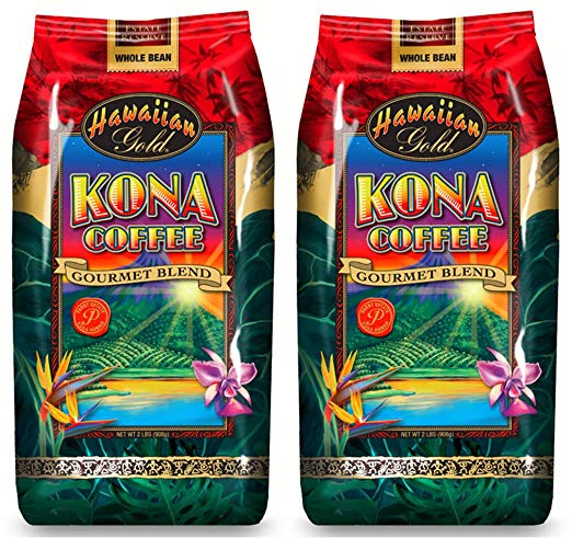 Hawaiian Gold Kona Whole Bean Coffee - 2 Pack (2 - 2 Lbs)