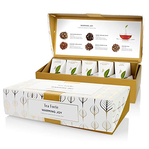 Tea Forté Warming Joy Petite Presentation Box Featuring Seasonal & Festive Tea Blends - 10 Handcrafted Pyramid Tea Infusers