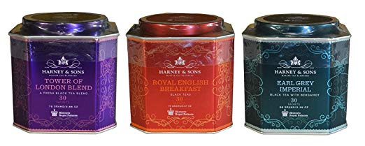 Harney & Sons Historic Royal Palaces Black Tea Collection Set of 3 - Tower of London, Royal English Breakfast, Earl Grey Imperial