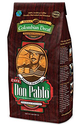2LB Cafe Don Pablo Decaf Swiss Water Process Colombian Gourmet Coffee Decaffeinated - Medium-Dark Roast - Whole Bean Coffee - 2 Pound (2 lb) Bag
